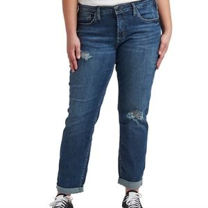Silver Jeans. Curvy distressed boyfriend fit